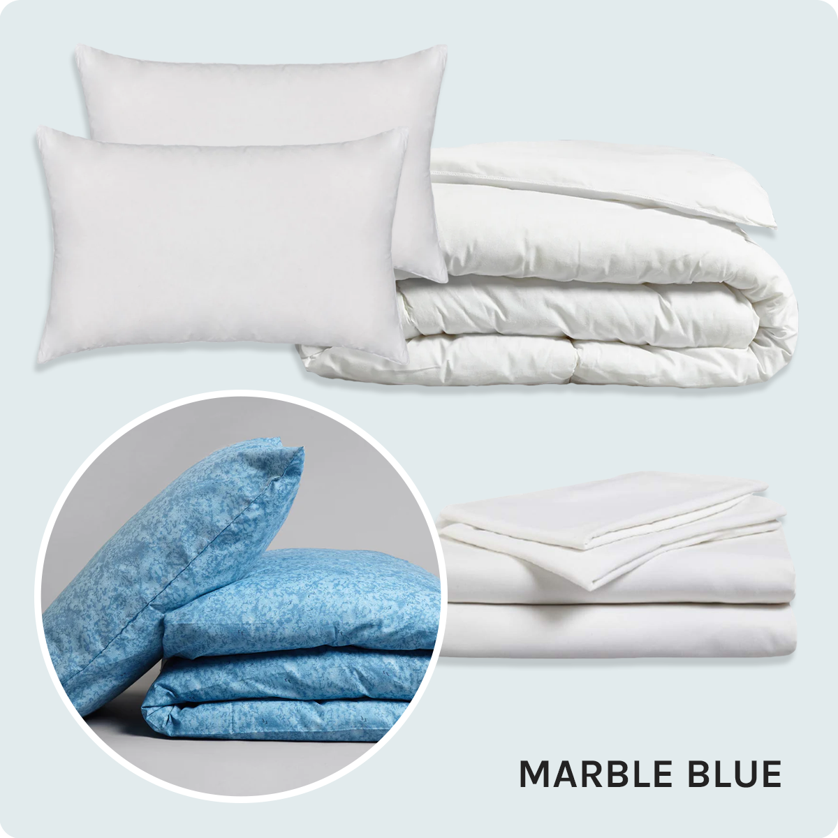 Bed Pack Essential - Small Double - Marble Blue - 10.5 Tog