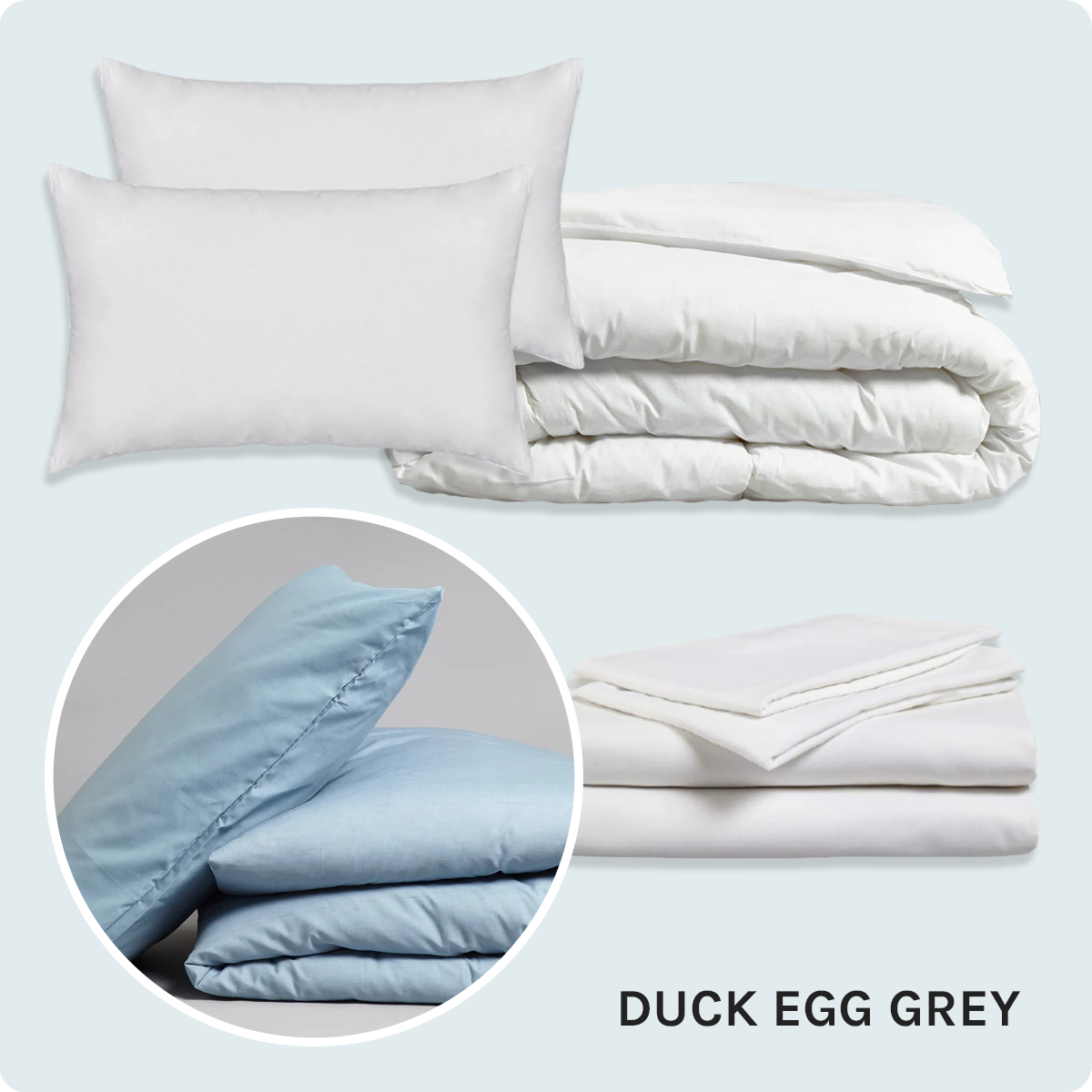 Bed Pack Standard - Double - Duck Egg Grey - 10.5 Tog