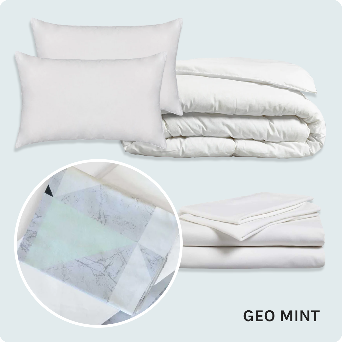 Bed Pack Standard - Small Double - Geo Mint - 10.5 Tog