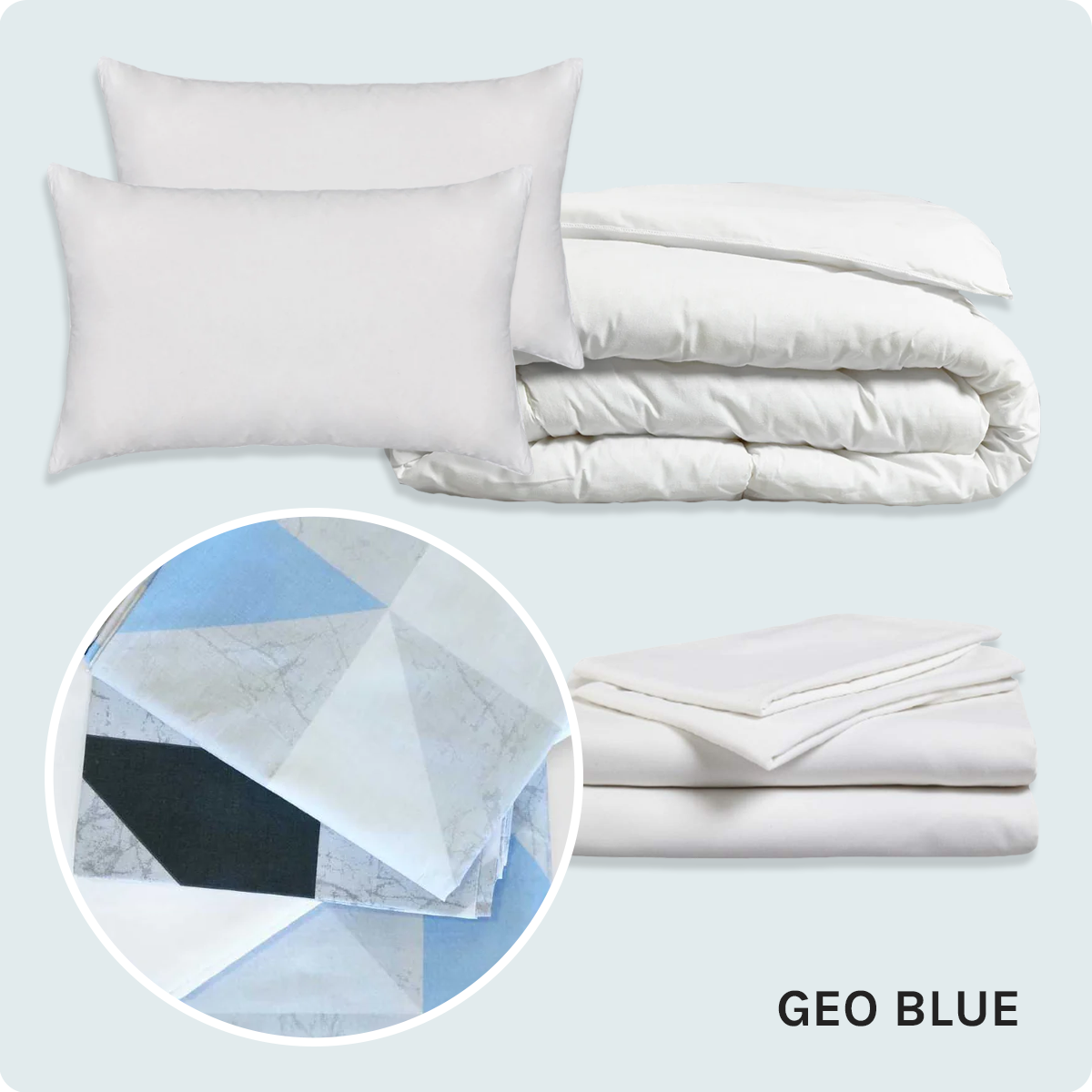 Bed Pack Standard - Double - Geo Blue - 10.5 Tog