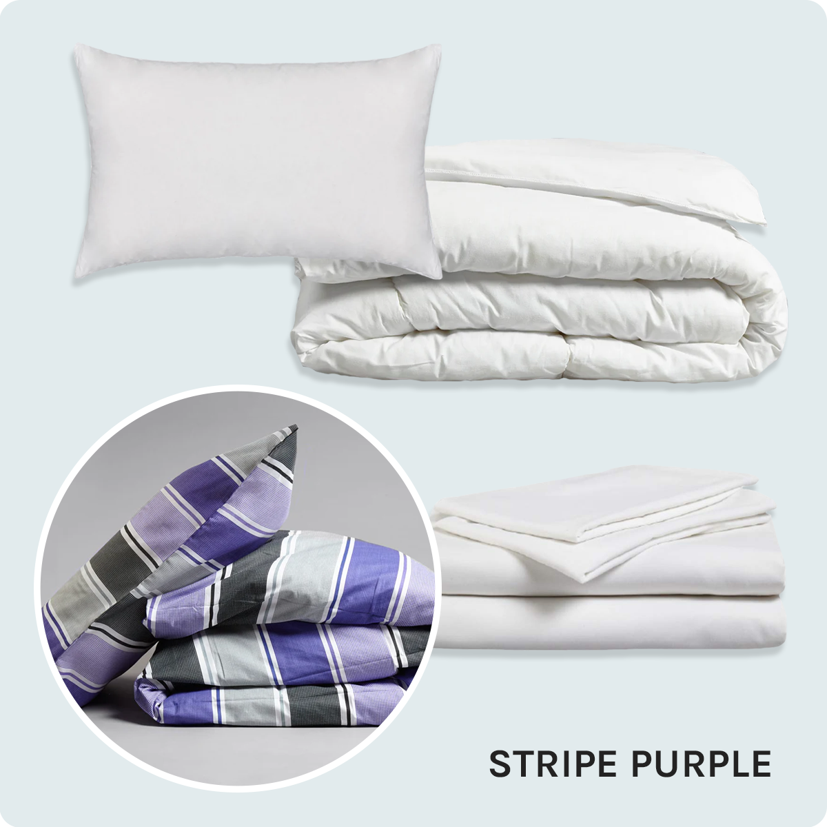 Bed Pack Essential - Single - Stripe Purple - 12 Tog