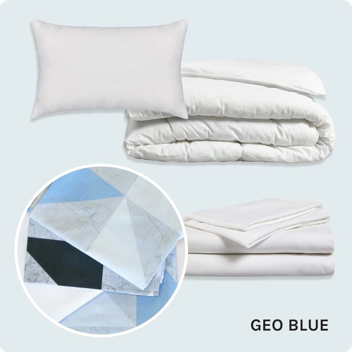 Bed Pack Standard - Single - Geo Blue - 10.5 Tog