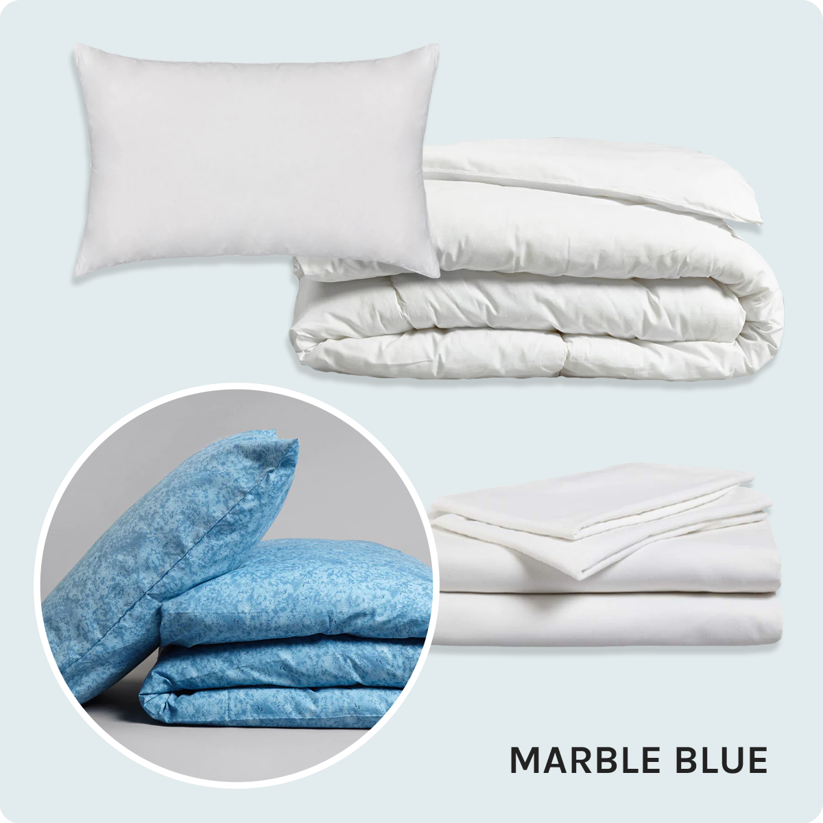Bed Pack Essential - Single - Marble Blue - 10.5 Tog