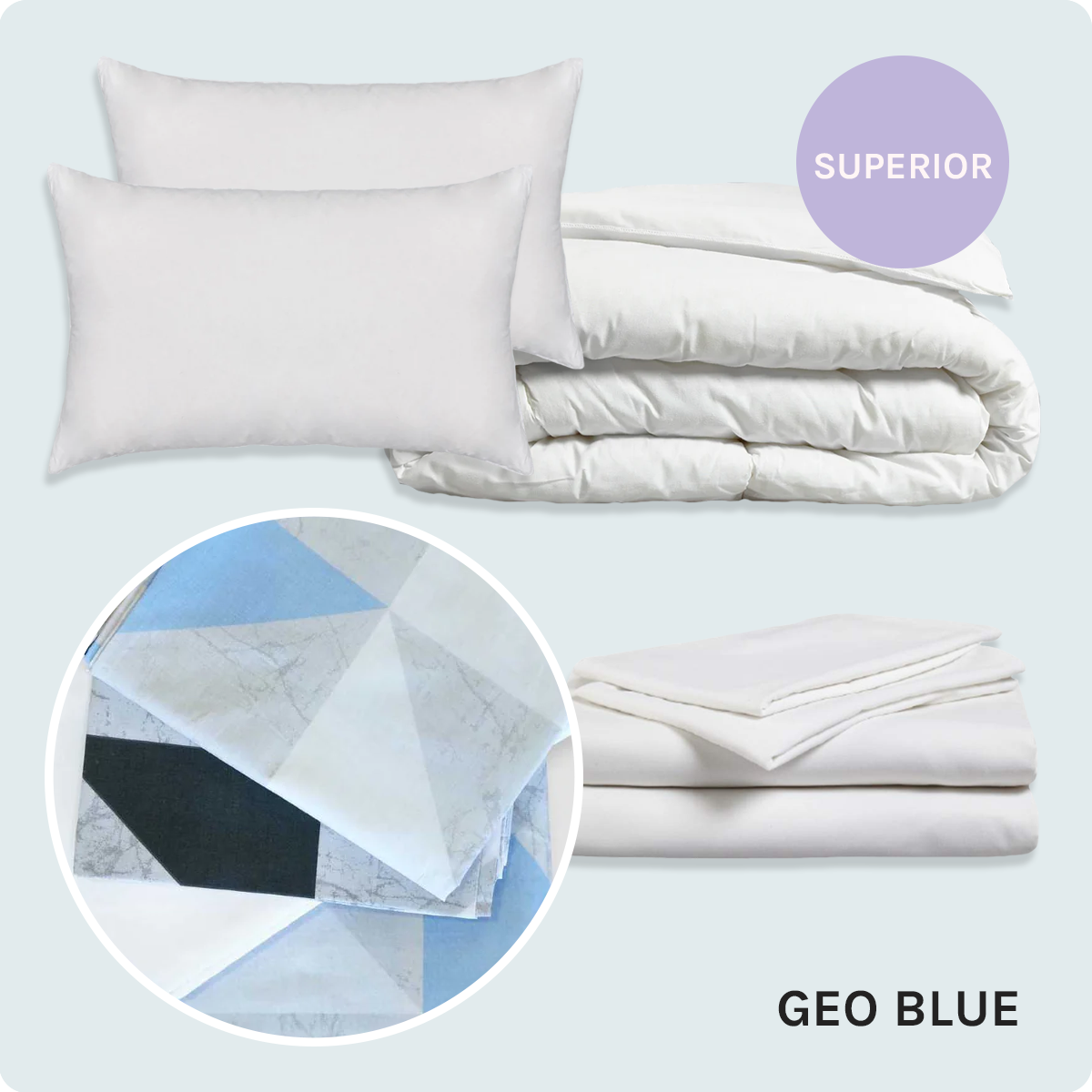 Bed Pack Superior - Double - Geo Blue - 10.5 Tog
