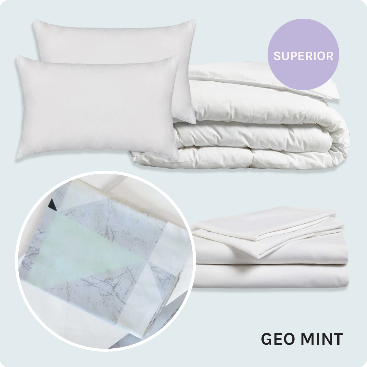 Bed Pack Superior - Double - Geo Mint - 10.5 Tog
