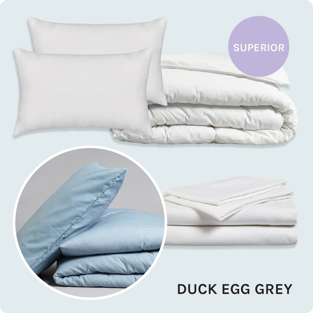 Bed Pack Superior - Double - Duck Egg Grey - 10.5 Tog