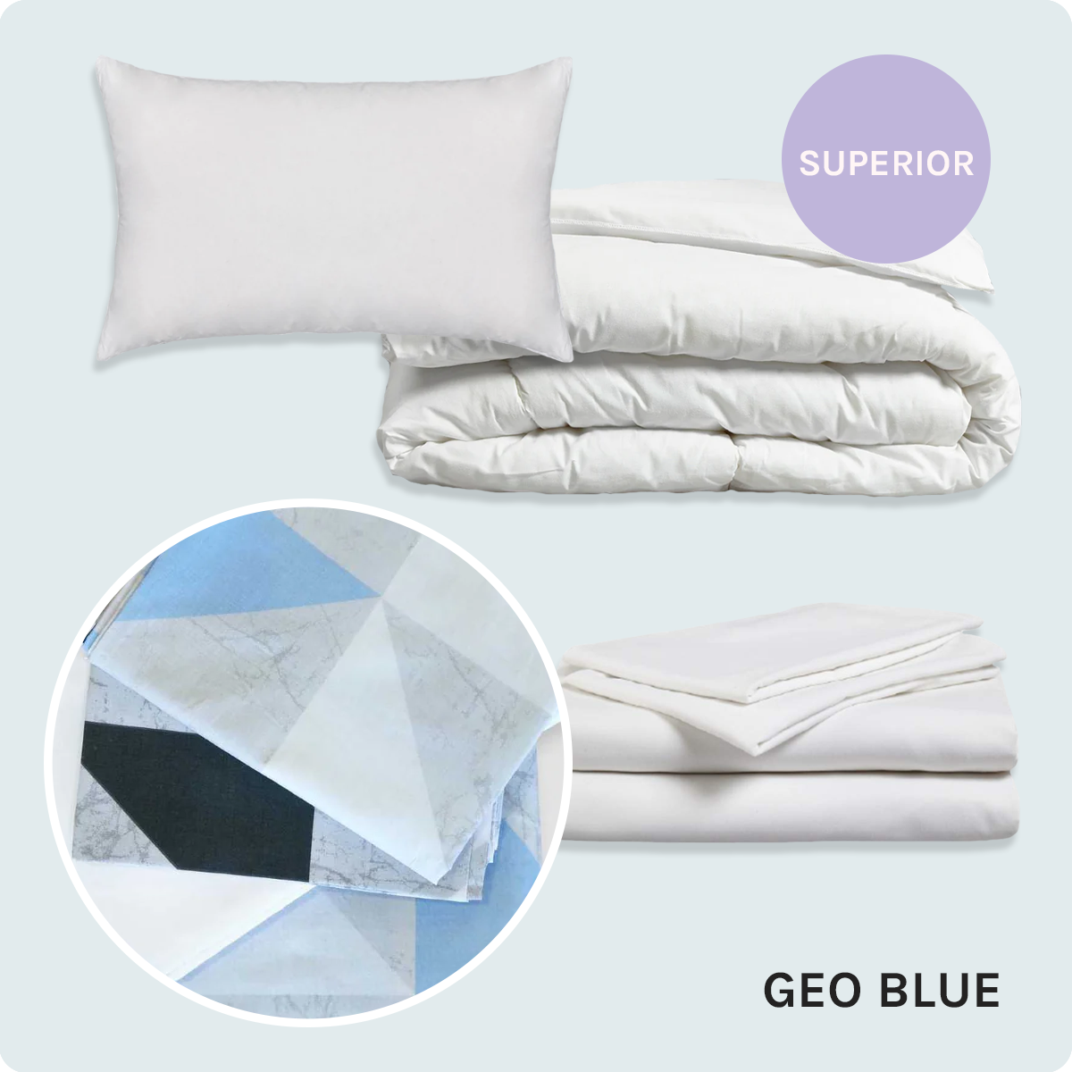Bed Pack Superior - Single - Geo Blue - 10.5 Tog